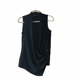 MEXX Black Sleeveless Lightweight Fabric Drapes Beautifully  Wrap Top Size 6